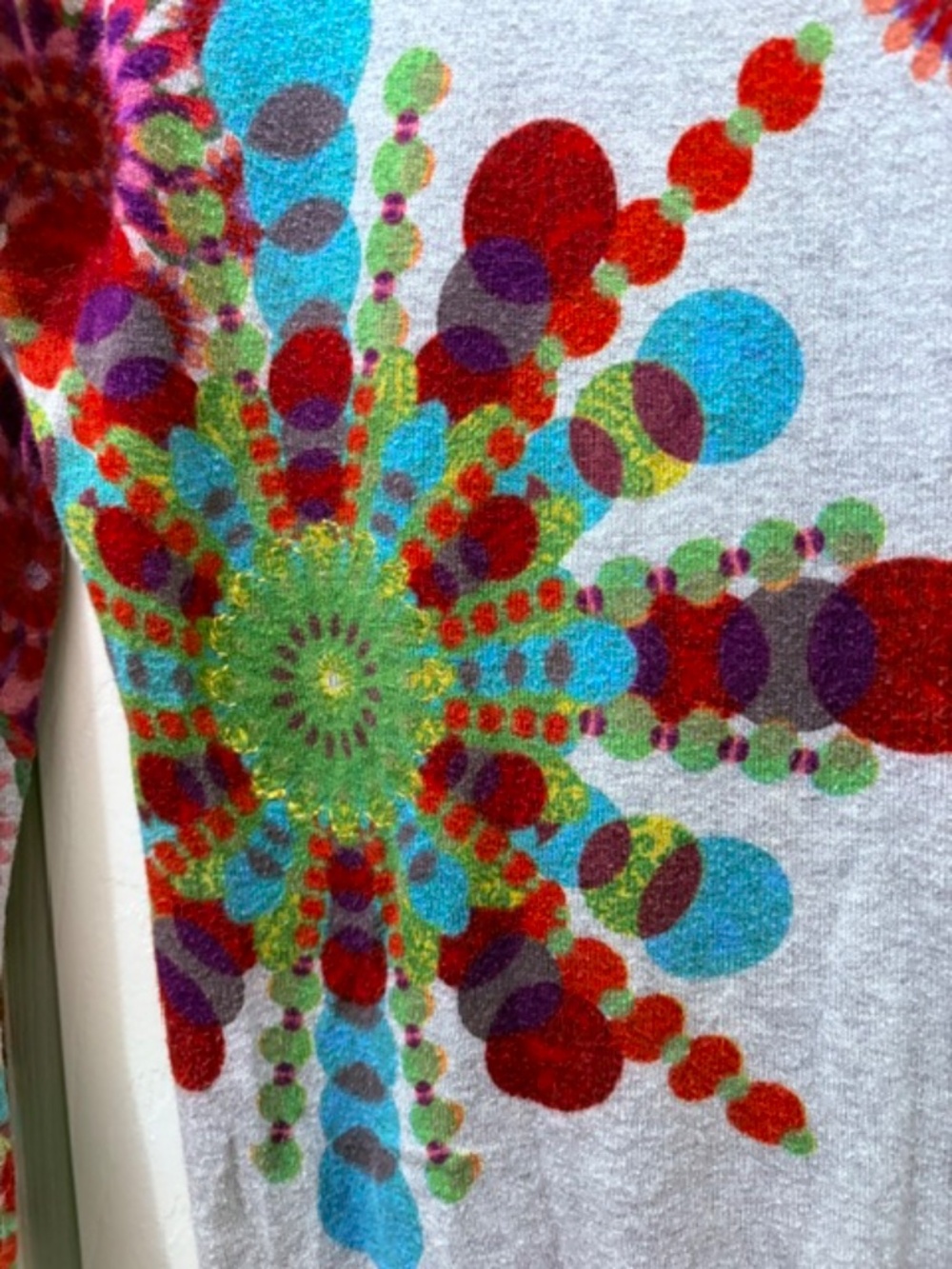 DESiGUAL Women's sz S light sweater top grey with multicolour Desigual floral - Picture 10 of 16